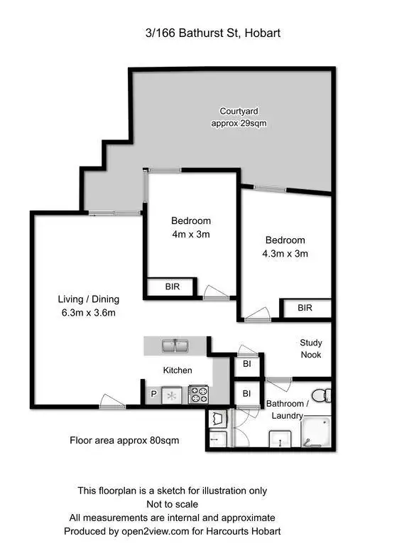 Floorplan of Homely unit listing, 3/166 Bathurst Street, Hobart TAS 7000