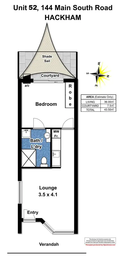Floorplan of Homely retirement listing, 52/144 Main South Road, Hackham SA 5163