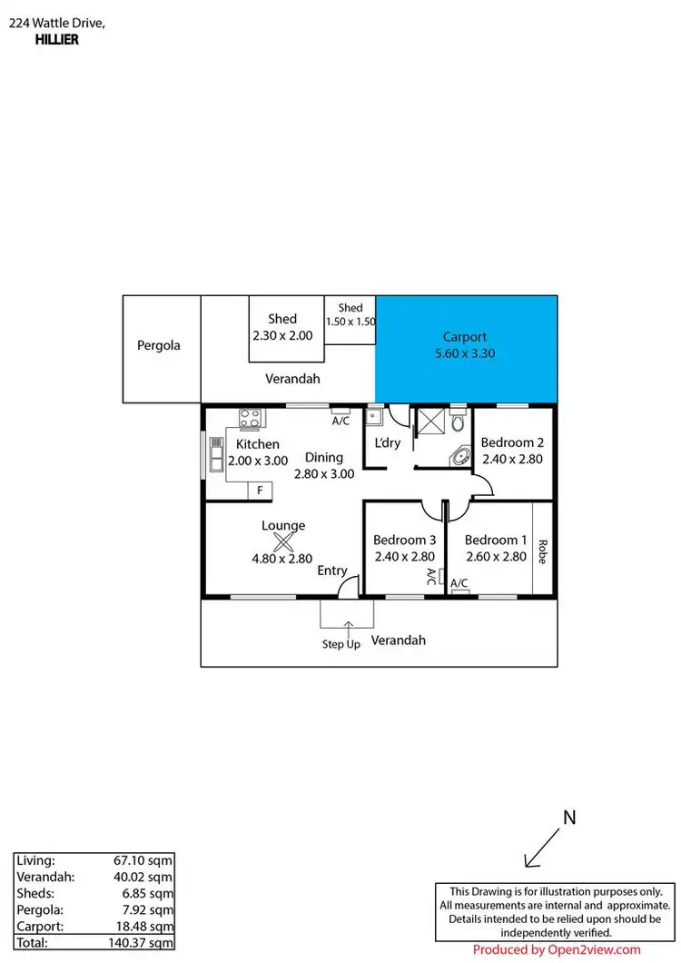 Floorplan of Homely villa listing, 224 Wattle Drive, Hillier SA 5116