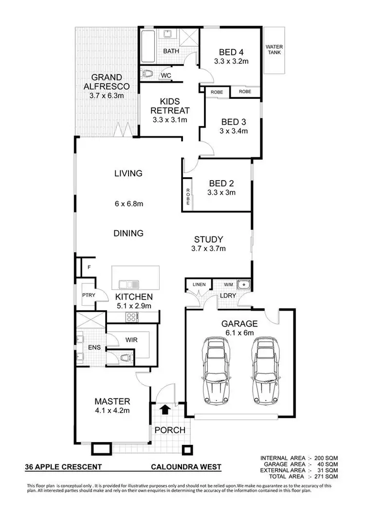 Floorplan of Homely house listing, 36 Apple Crescent, Caloundra West QLD 4551