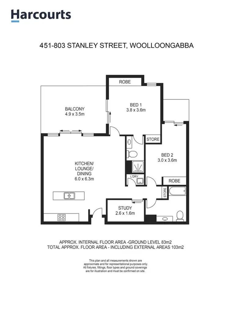 Floorplan of Homely unit listing, 451/803 Stanley Street, Woolloongabba QLD 4102