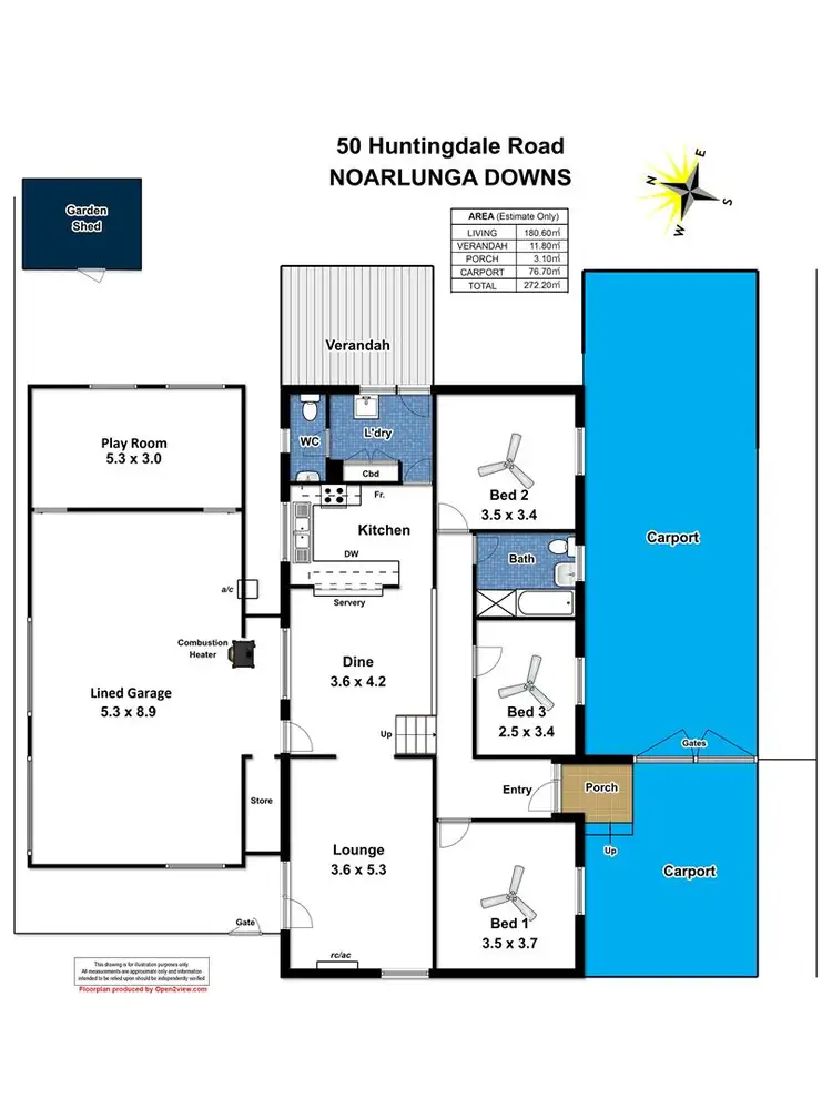 Floorplan of Homely house listing, 50 Huntingdale Rd, Noarlunga Downs SA 5168