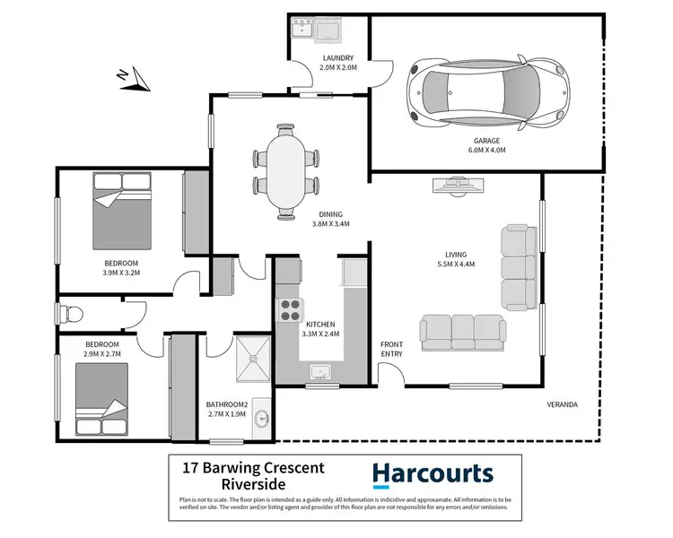 Floorplan of Homely unit listing, 1/17 Barwing Crescent, Riverside TAS 7250