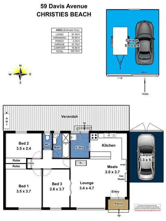 Floorplan of Homely house listing, 59 Davis Ave, Christies Beach SA 5165