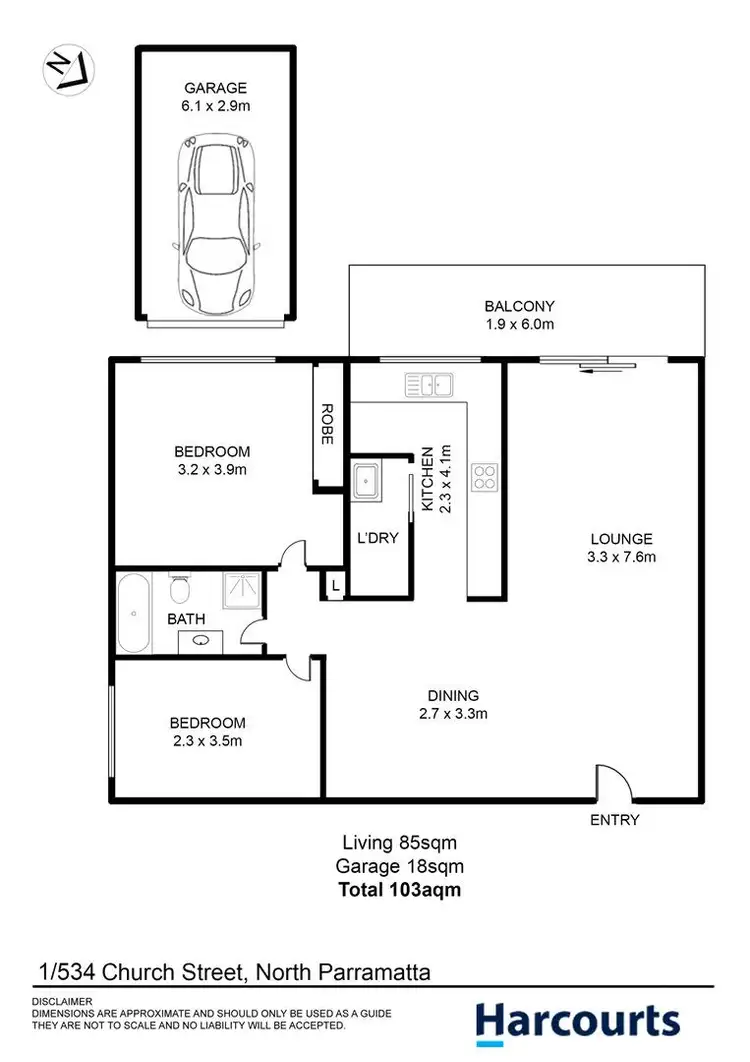 Floorplan of Homely unit listing, 1/534 Church Street, North Parramatta NSW 2151