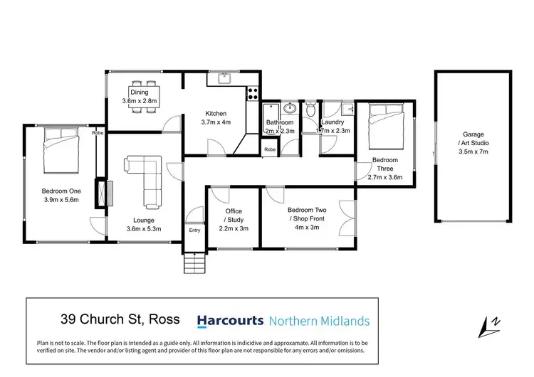 Floorplan of Homely studio listing, 39 Church Street, Ross TAS 7209