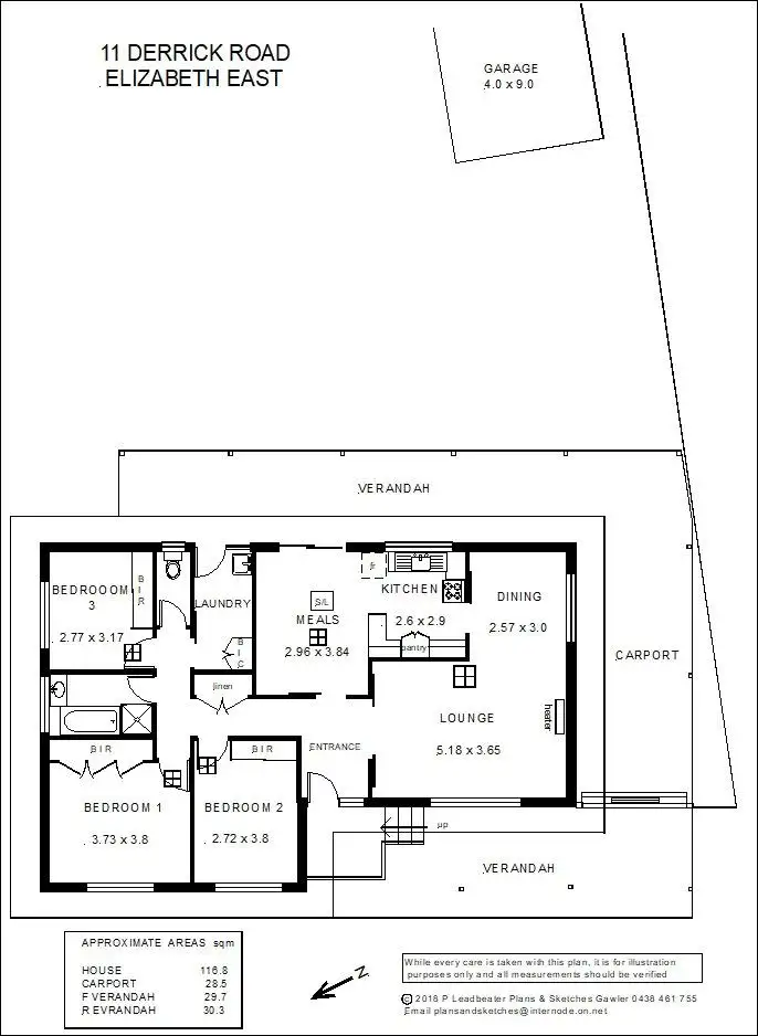 Floorplan of Homely house listing, 11 Derrick Road, Elizabeth East SA 5112