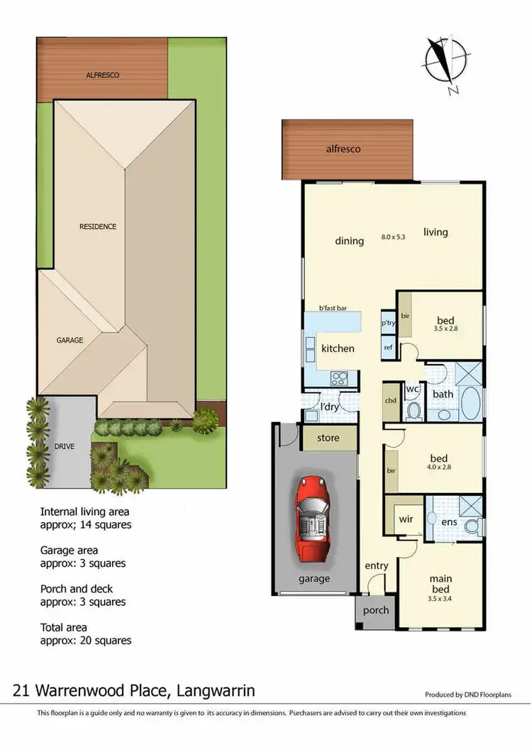 Floorplan of Homely house listing, 21 Warrenwood Place, Langwarrin VIC 3910