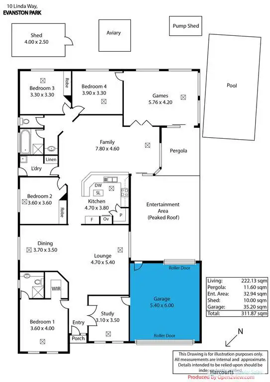 Floorplan of Homely house listing, 10 Linda Way, Evanston Park SA 5116