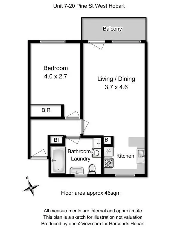 Floorplan of Homely apartment listing, 7/20 Pine Street, West Hobart TAS 7000