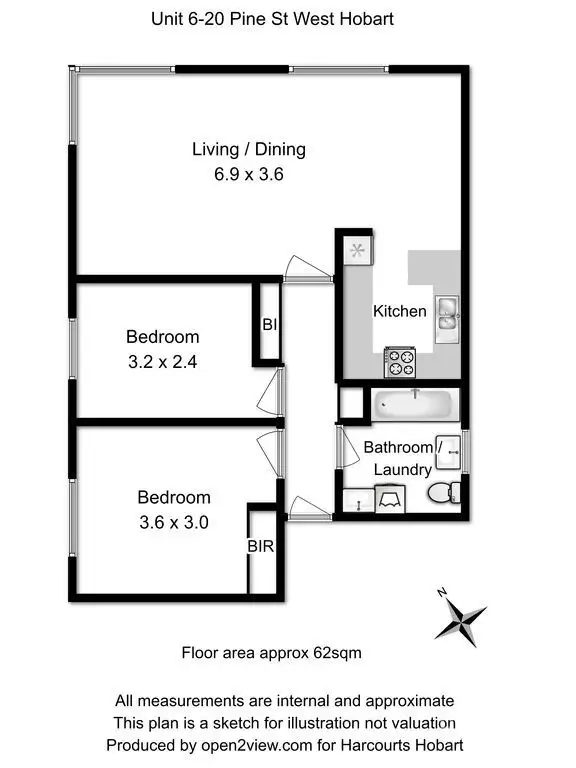 Floorplan of Homely unit listing, 6/20 Pine Street, West Hobart TAS 7000