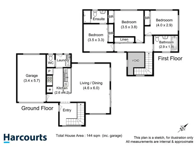 Floorplan of Homely villa listing, 1 & 2/6 Dowding Crescent, New Town TAS 7008