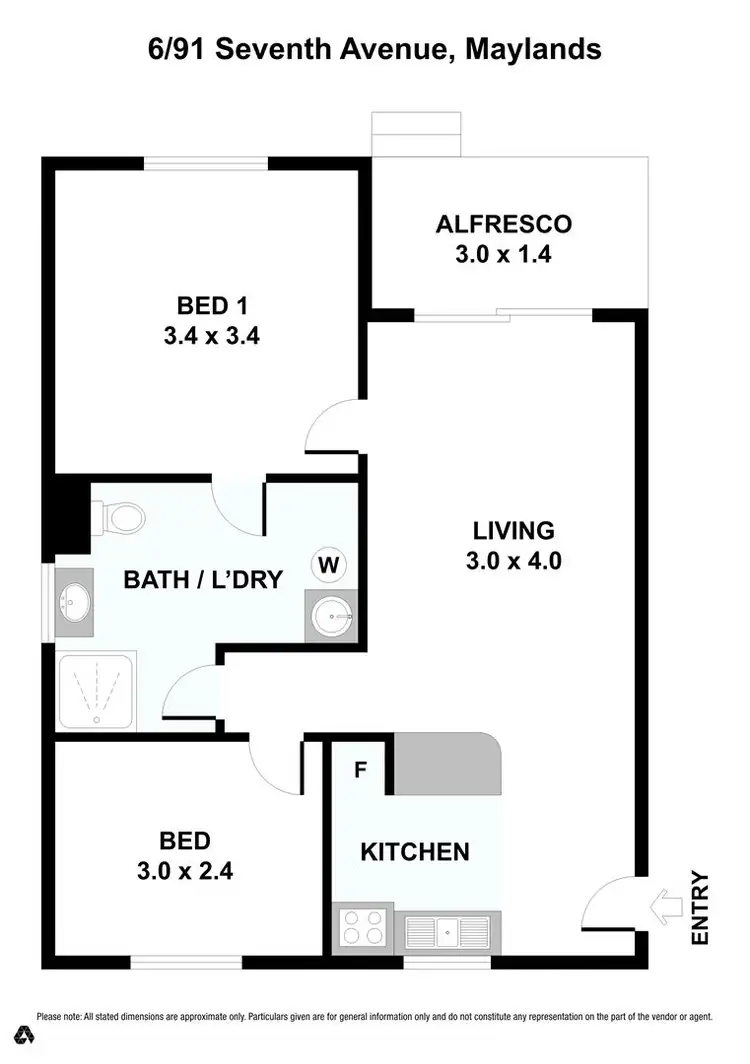 Floorplan of Homely apartment listing, 6/91 Seventh Avenue, Maylands WA 6051