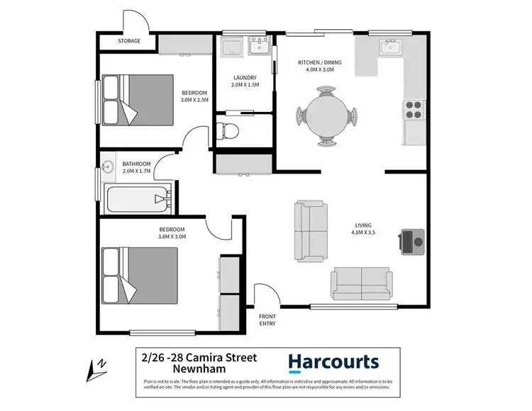 Floorplan of Homely unit listing, 2/26-28 Camira Street, Newnham TAS 7248