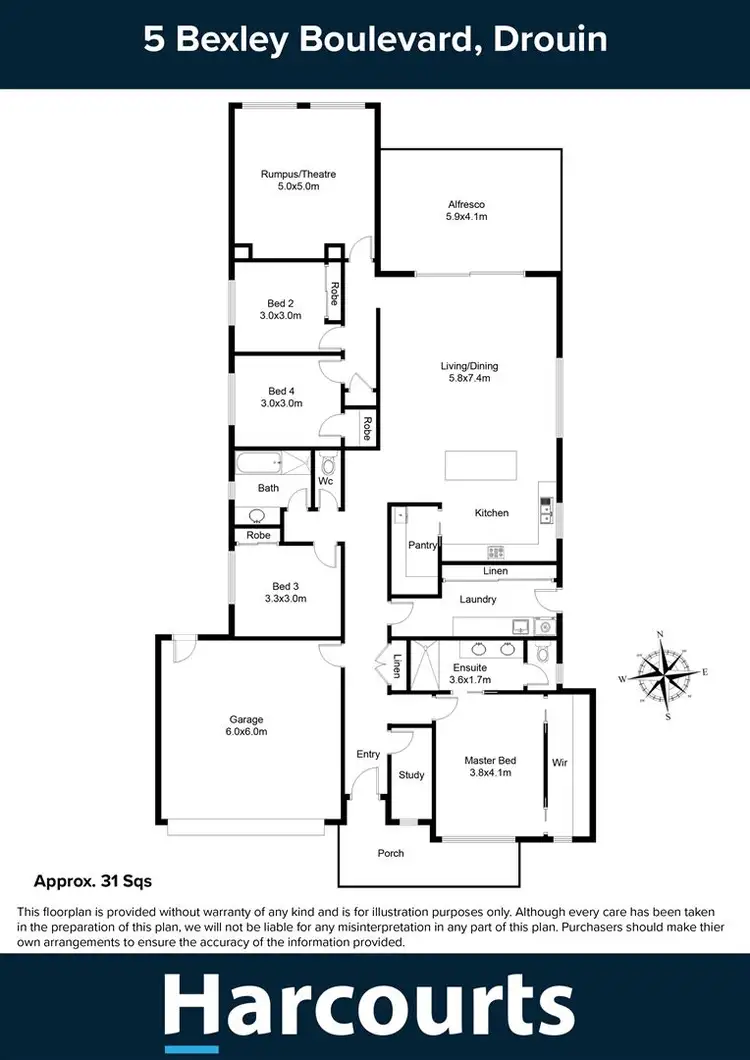 Floorplan of Homely house listing, 5 Bexley Boulevard, Drouin VIC 3818