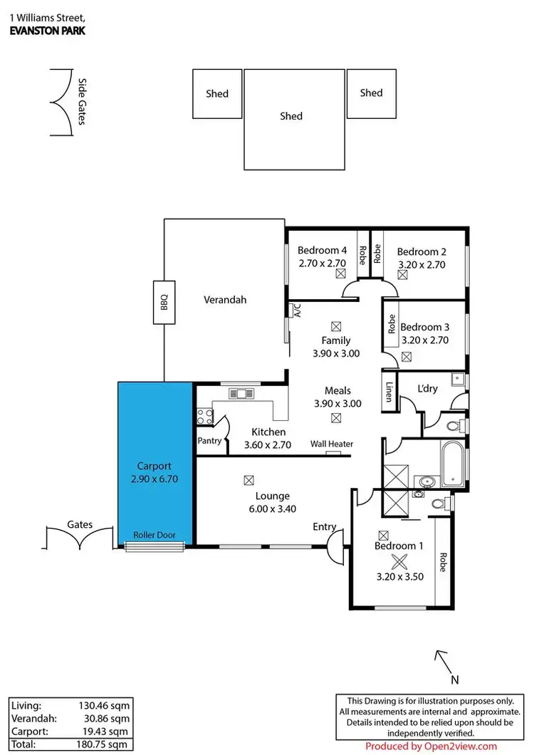 Floorplan of Homely house listing, 1 Williams Street, Evanston Park SA 5116