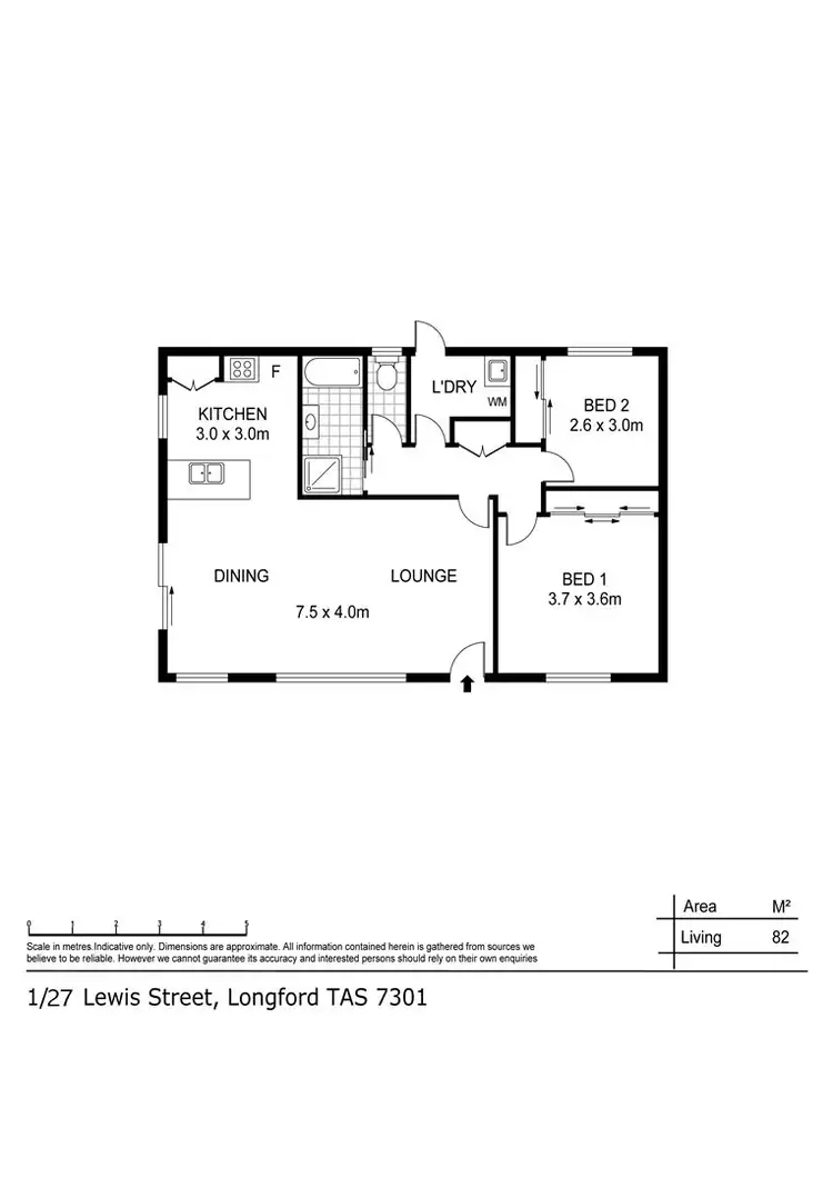 Floorplan of Homely unit listing, 1/27 Lewis Street, Longford TAS 7301