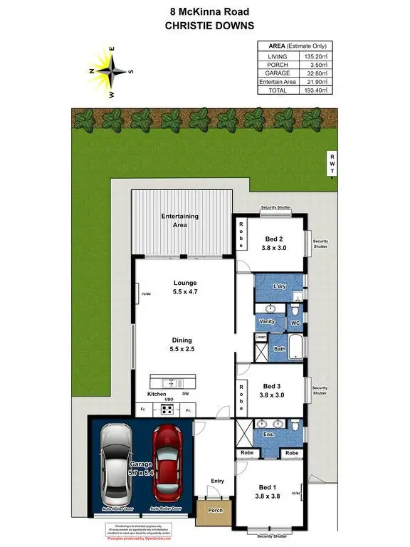 Floorplan of Homely house listing, 8 McKinna Road, Christie Downs SA 5164