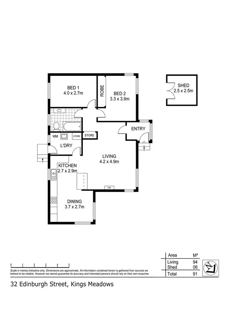 Floorplan of Homely house listing, 32 Edinburgh Street, Kings Meadows TAS 7249