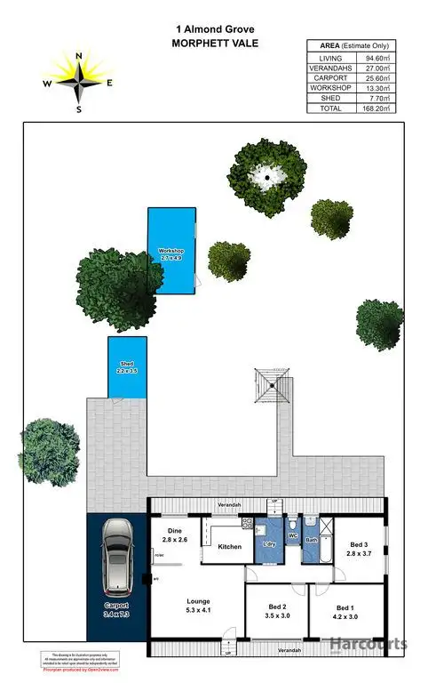 Floorplan of Homely house listing, 1 Almond Grove, Morphett Vale SA 5162