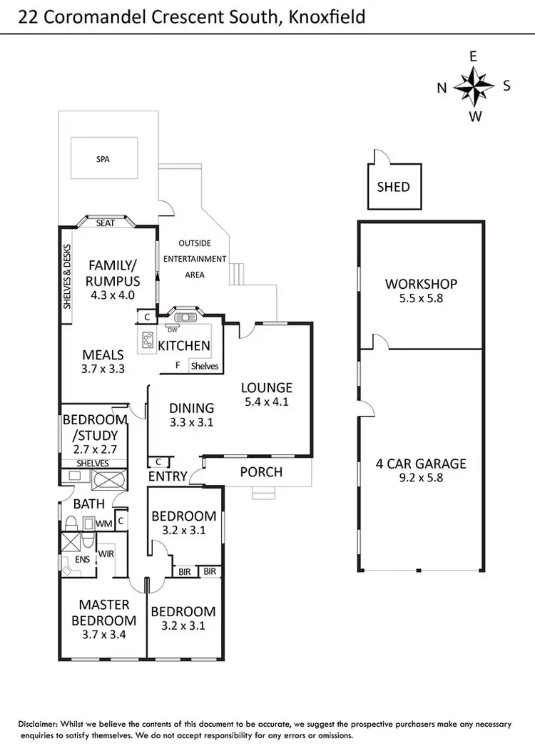 Floorplan of Homely house listing, 22 Coromandel Crescent South, Knoxfield VIC 3180