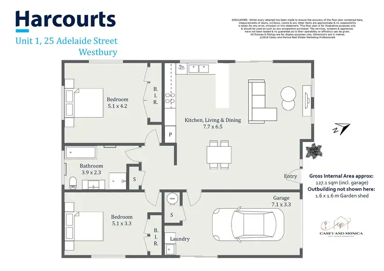 Floorplan of Homely unit listing, 1/25a Adelaide Street, Westbury TAS 7303