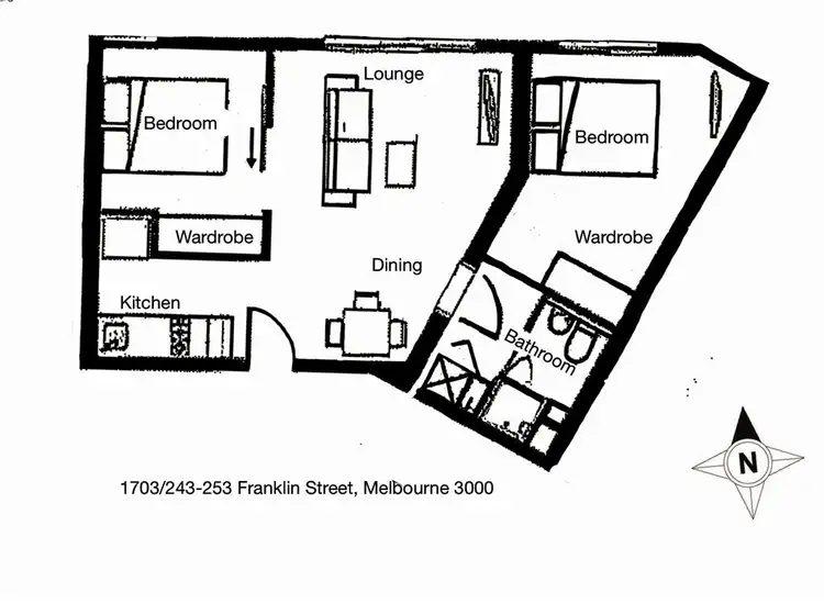 Floorplan of Homely apartment listing, 1703/243 Franklin Street, Melbourne VIC 3000