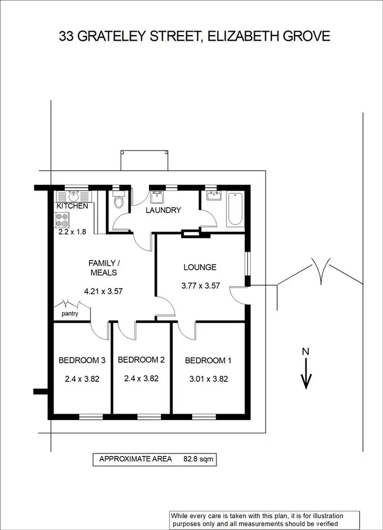 Floorplan of Homely semi-detached listing, 33 Grately Street, Elizabeth Grove SA 5112