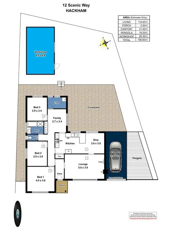 Floorplan of Homely house listing, 12 Scenic Way, Hackham SA 5163