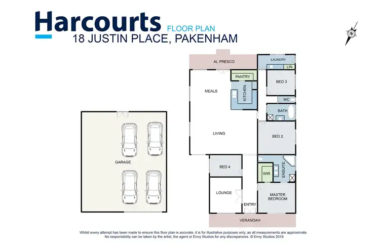 Floorplan of Homely house listing, 18 Justin Place, Pakenham VIC 3810