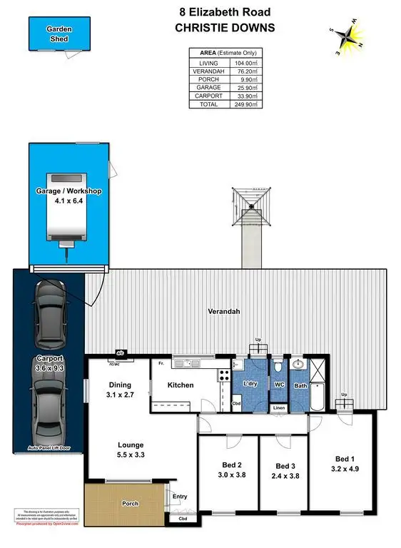 Floorplan of Homely house listing, 8 Elizabeth Road, Christie Downs SA 5164