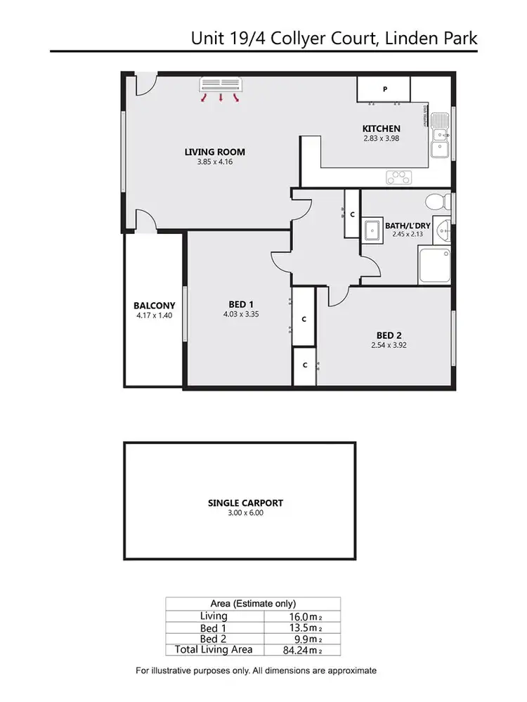 Floorplan of Homely unit listing, 19/4 Collyer Court, Linden Park SA 5065
