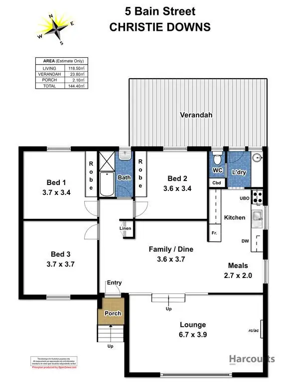 Floorplan of Homely house listing, 5 Bain Street, Christie Downs SA 5164