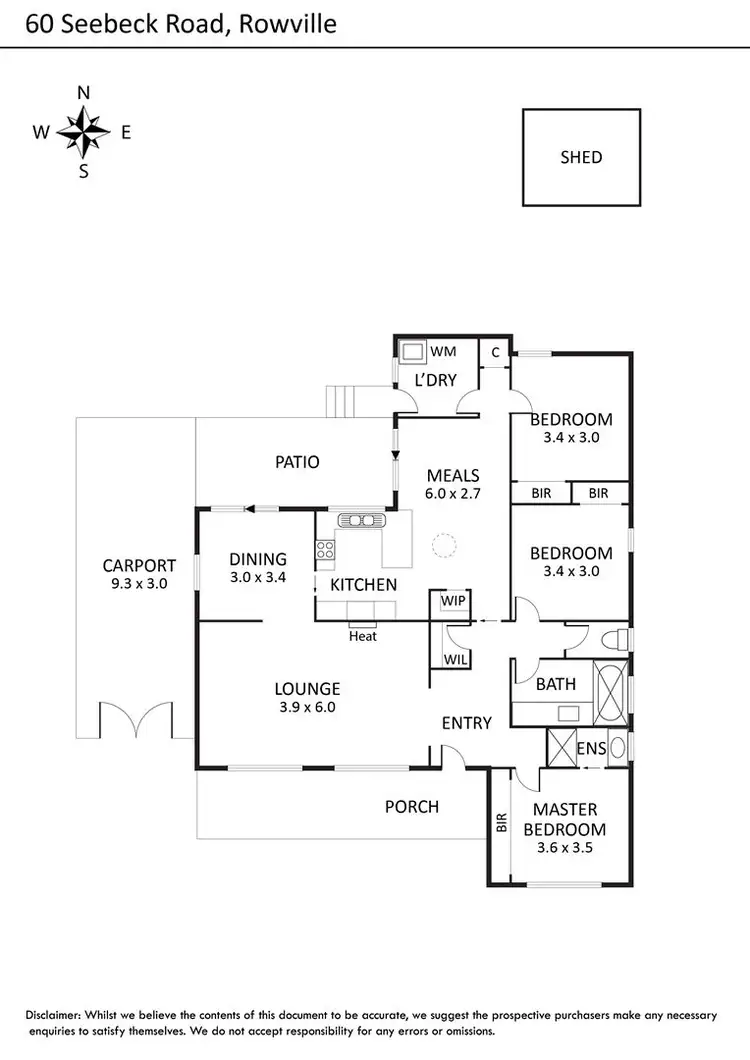Floorplan of Homely house listing, 60 Seebeck Road, Rowville VIC 3178