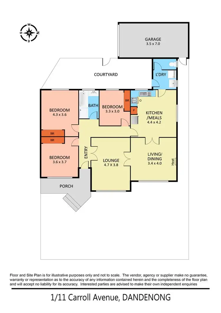 Floorplan of Homely unit listing, 1/11 Carroll Avenue, Dandenong VIC 3175