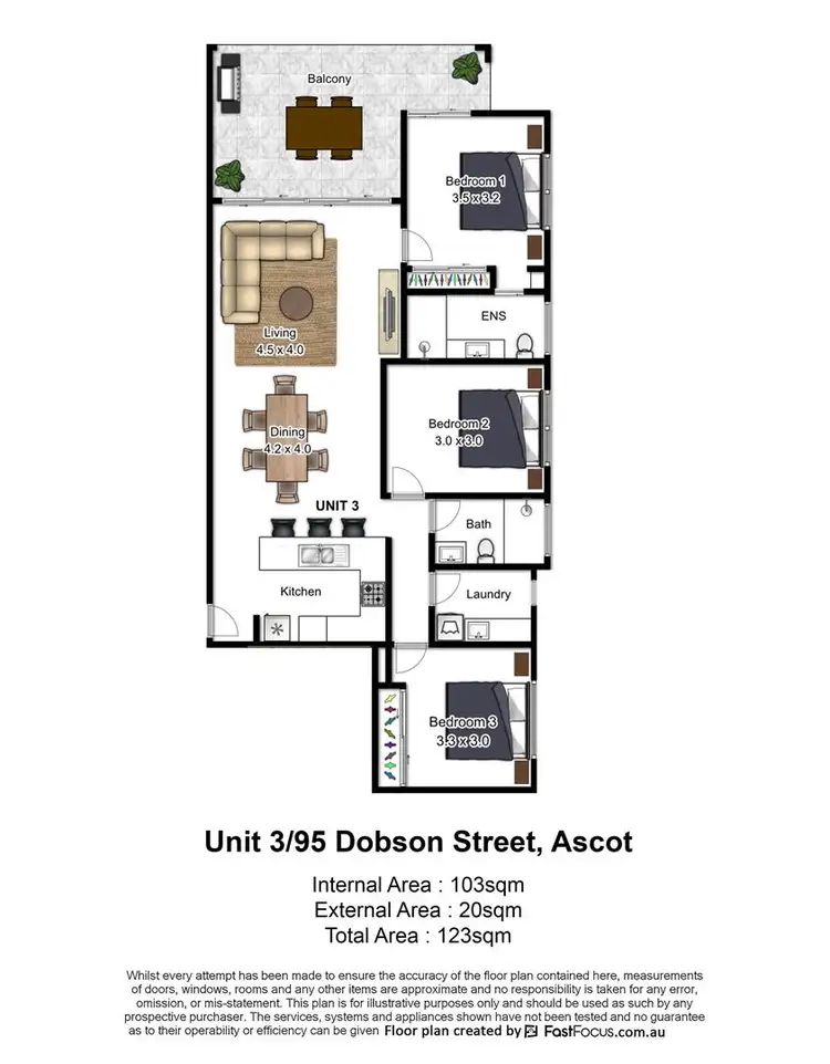 Floorplan of Homely unit listing, 3/95 Dobson Street, Ascot QLD 4007