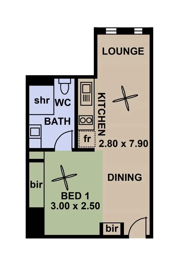 Floorplan of Homely studio listing, 709/23 King William Street, Adelaide SA 5000
