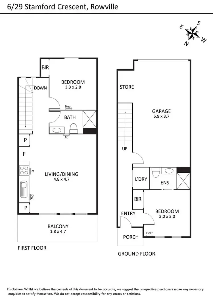Floorplan of Homely townhouse listing, 6/29 Stamford Crescent, Rowville VIC 3178