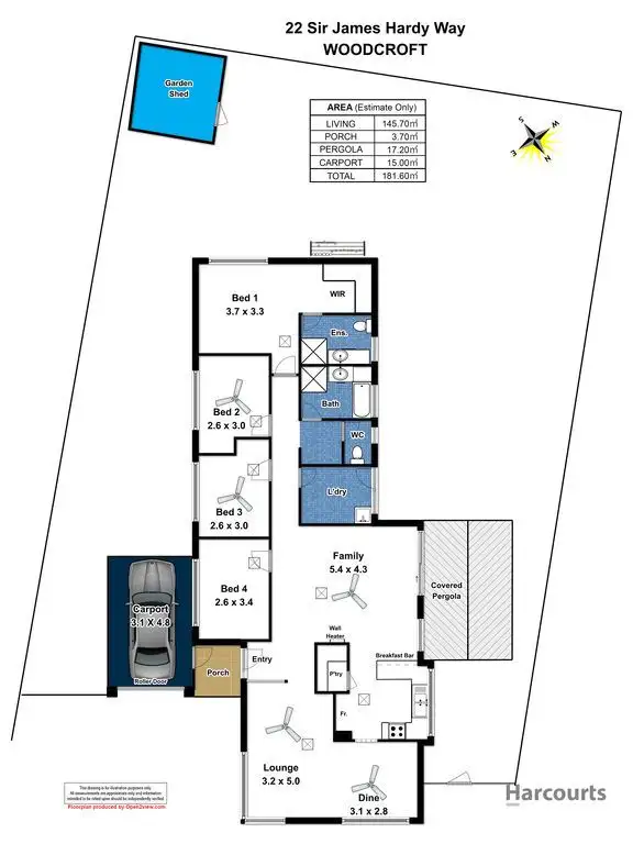 Floorplan of Homely house listing, 22 Sir James Hardy Way, Woodcroft SA 5162