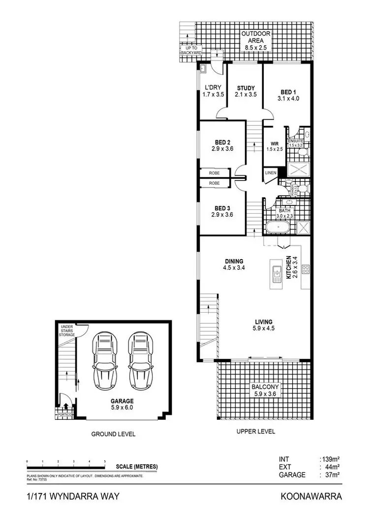 Floorplan of Homely townhouse listing, 1/171 Wyndarra Way, Koonawarra NSW 2530