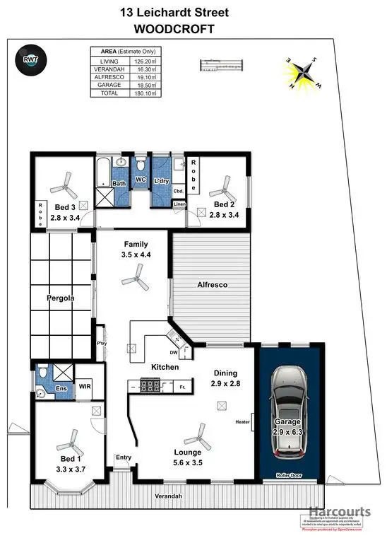 Floorplan of Homely house listing, 13 Leichardt Street, Woodcroft SA 5162