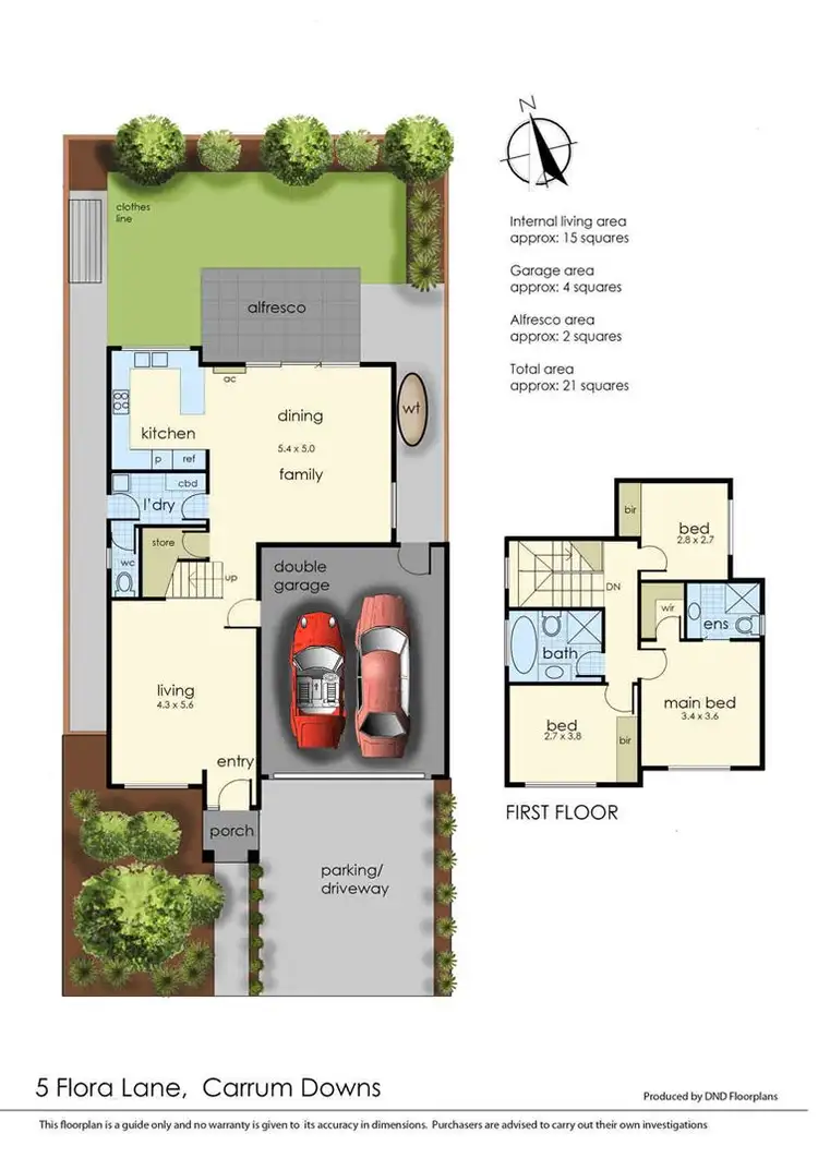 Floorplan of Homely townhouse listing, 5 Flora Lane, Carrum Downs VIC 3201