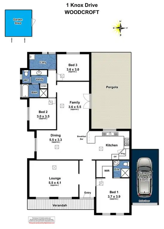 Floorplan of Homely house listing, 1 Knox Drive, Woodcroft SA 5162