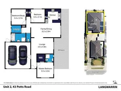 Floorplan of Homely unit listing, 2/43 Potts Road, Langwarrin VIC 3910