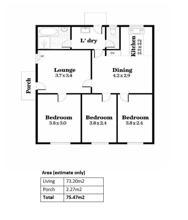 Floorplan of Homely semi-detached listing, 23 Plaitford Street, Elizabeth Vale SA 5112