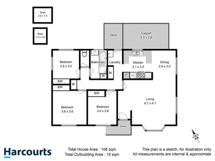 Floorplan of Homely unit listing, 1/28 Talune Street, Lindisfarne TAS 7015
