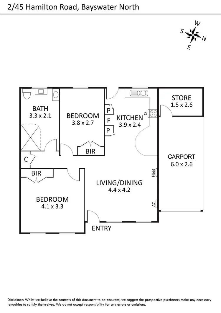 Floorplan of Homely unit listing, 2/45 Hamilton Road, Bayswater North VIC 3153