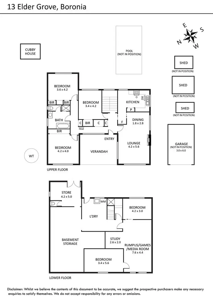 Floorplan of Homely house listing, 13 Elder Grove, Boronia VIC 3155