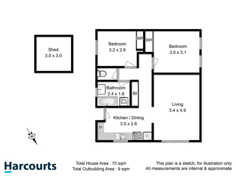 Floorplan of Homely unit listing, 1/26 Campbell Street, Kingston TAS 7050