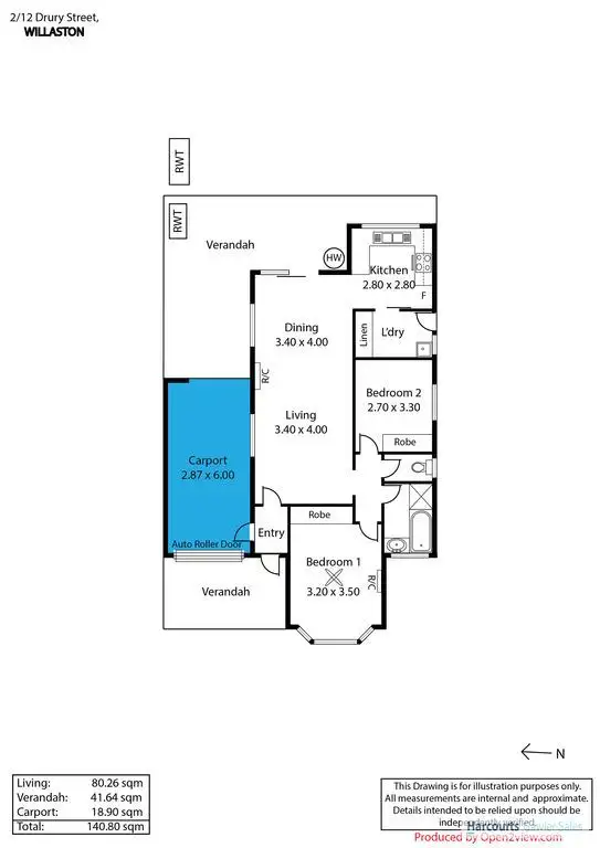 Floorplan of Homely unit listing, 2/12 Drury Street, Willaston SA 5118
